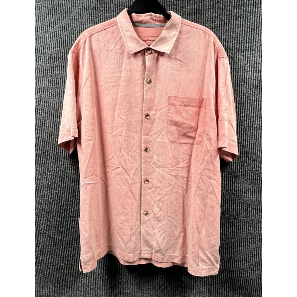 Tommy Bahama Shirt Mens XL Red Fade Relaxed‎ Fit Button Up 100% Silk Vintage